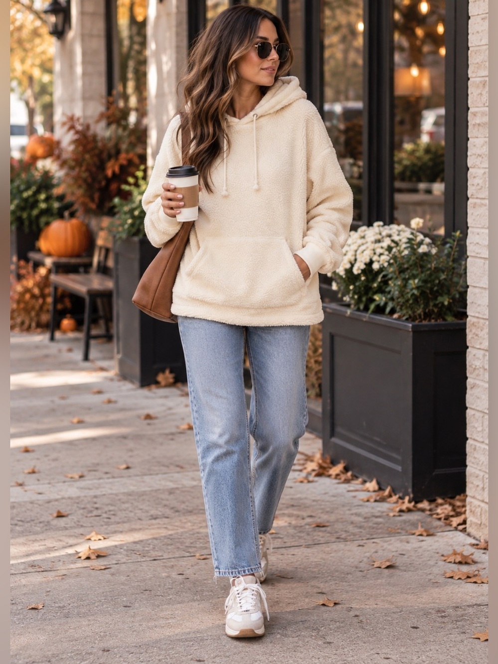 Madewell Cream Teddy Sherpa Hoodie Pullover Fleece Sweatshirt Medium
